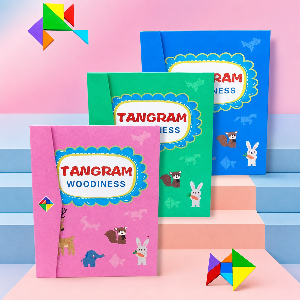 Tangram Wooden Magnetic Puzzle Book for Kids | Educational Shapes & Colors Learning Toy