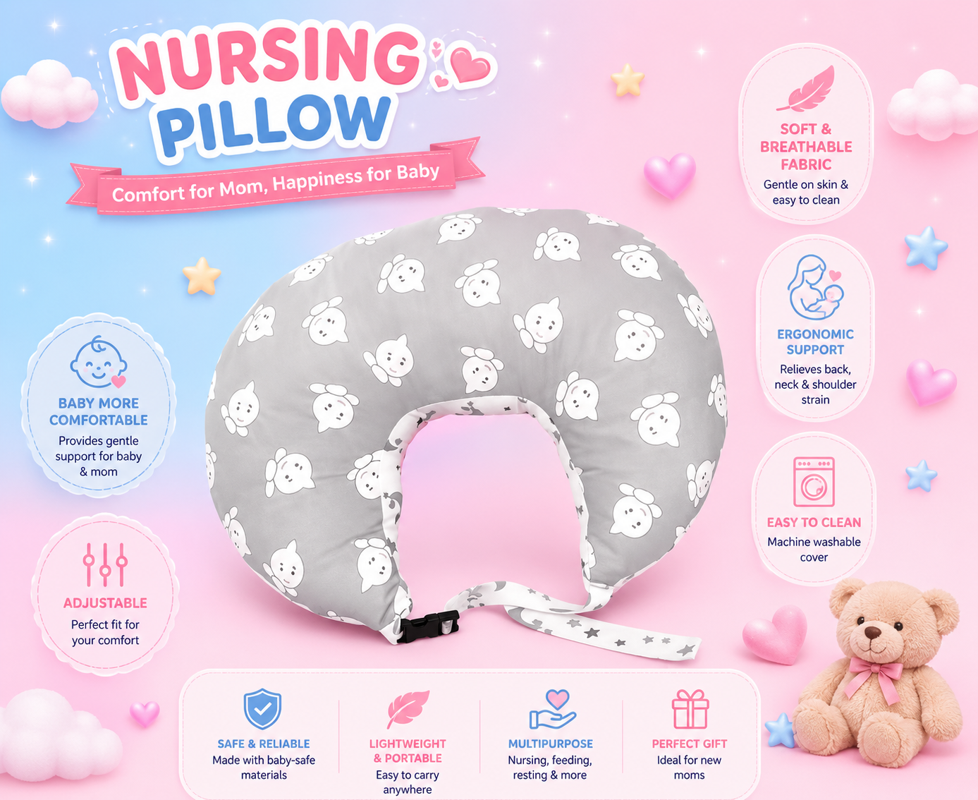 Premium Feeding & Nursing Pillow for Newborn Babies