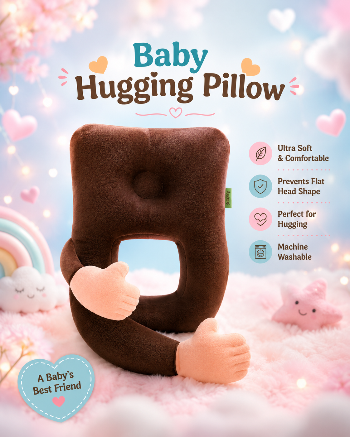 CuddleNest™ Baby Hug Pillow with Super Soft Fabric