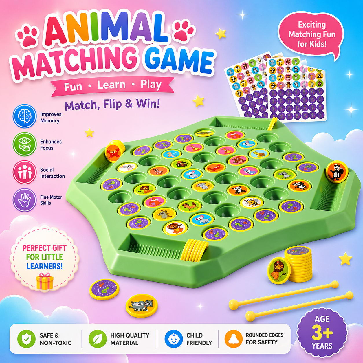 Chess Match Game – Montessori Memory Matching Board Game for Kids