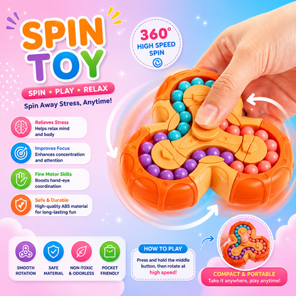 Magic Bean Fidget Spinner Puzzle Toy – Montessori Focus & Brain Training Game for Kids