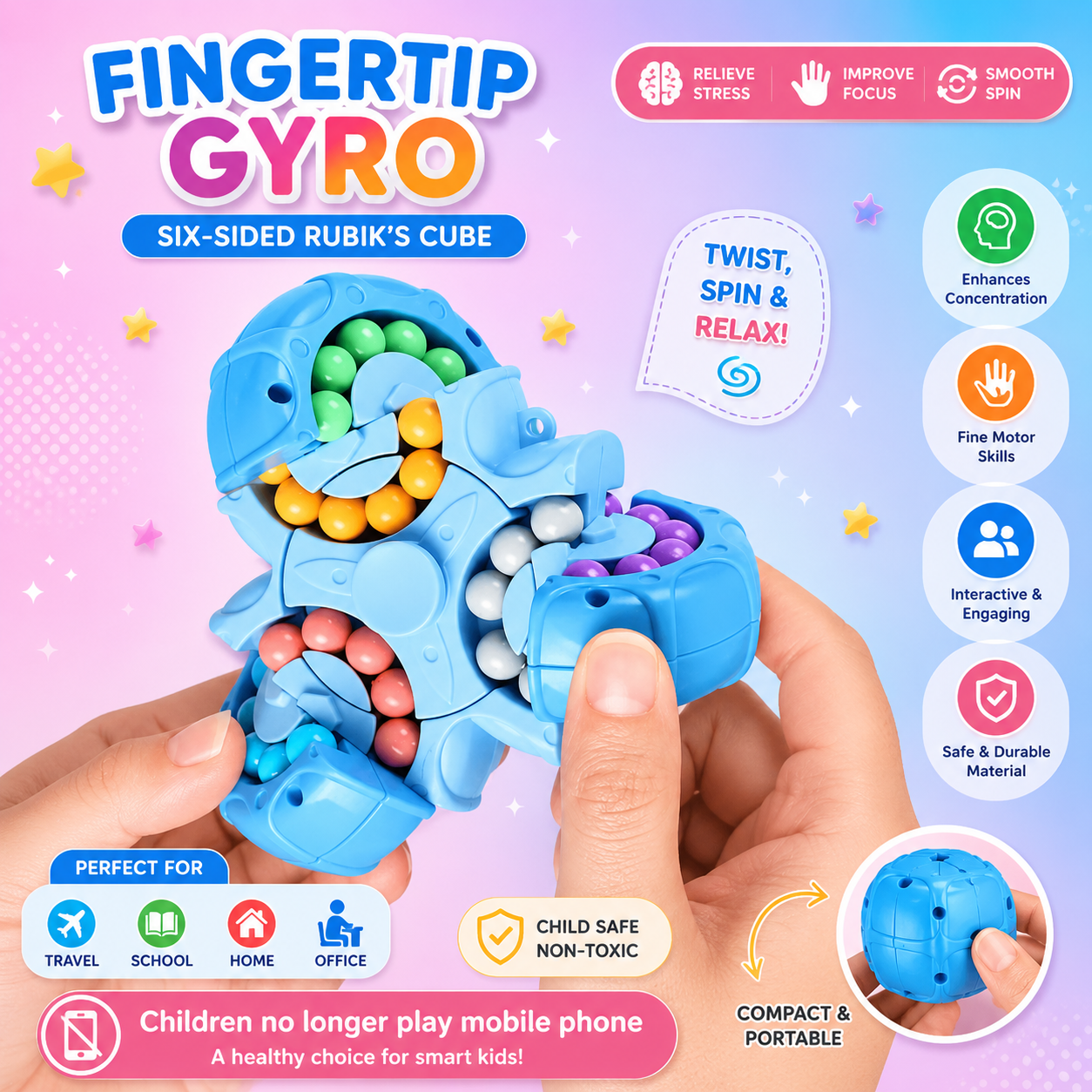 Magic Bean Fidget Spinner Puzzle Toy – Montessori Focus & Brain Training Game for Kids