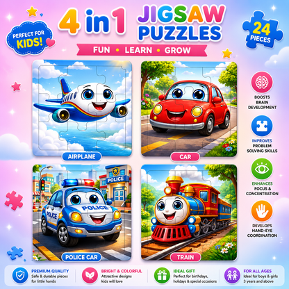 Wooden Jigsaw Puzzle Games for Children & Kids Age 3+ (Pack of 4)