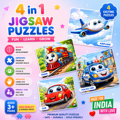 Wooden Jigsaw Puzzle Games for Children & Kids Age 3+ (Pack of 4)