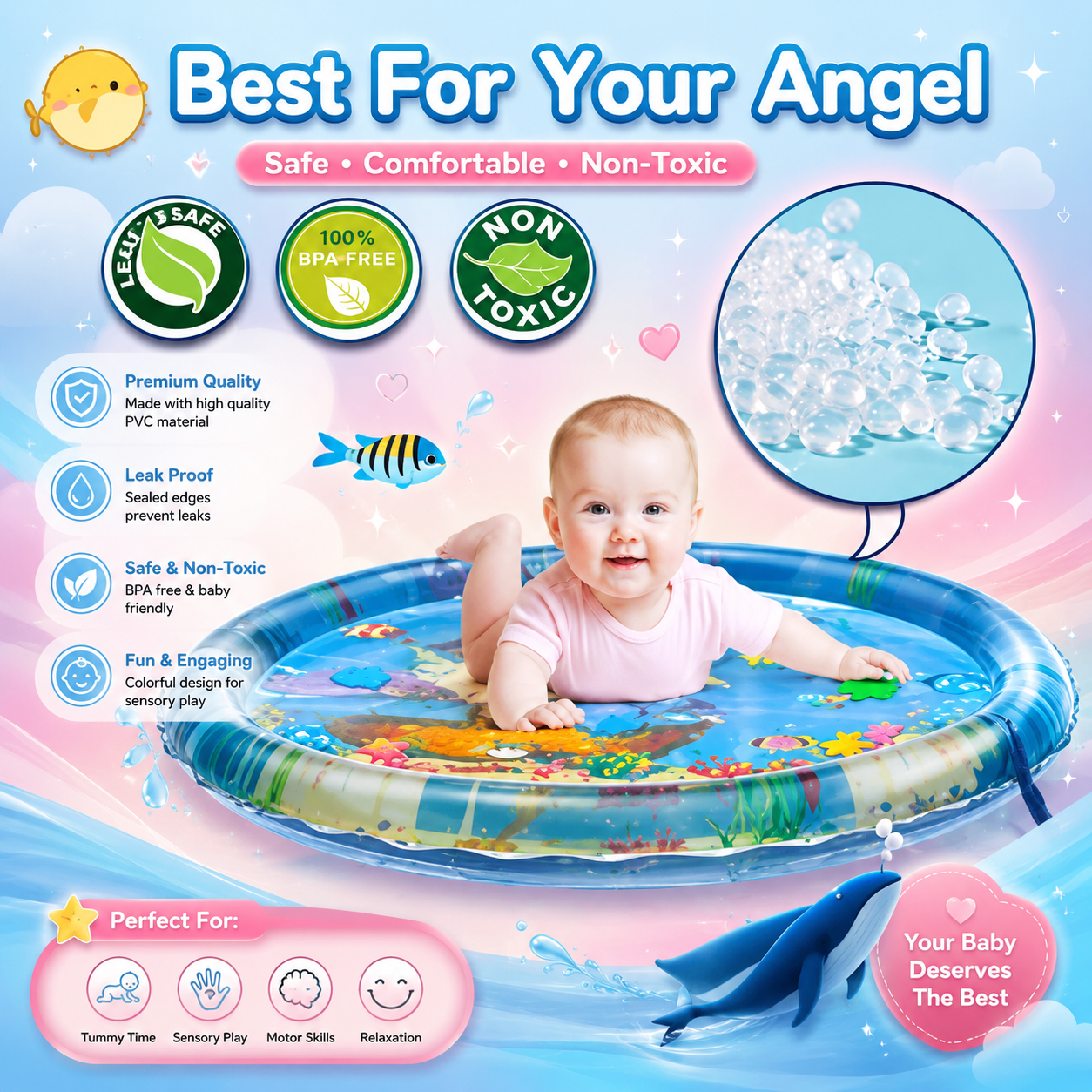 Toysbuddy Tummy Time Water Mat for Babies | Sensory Play Activity Gym