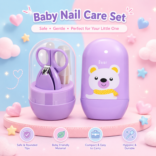 Baby Nail Care Kit for Infants & Toddlers | Nail Cutter, Safety Scissors, Nail File & Tweezers Set